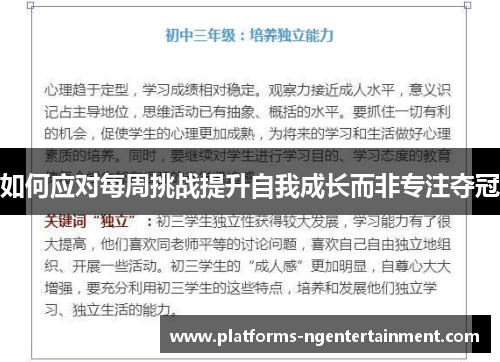 如何应对每周挑战提升自我成长而非专注夺冠 如何应对每周挑战提升自我成长而非专注夺冠